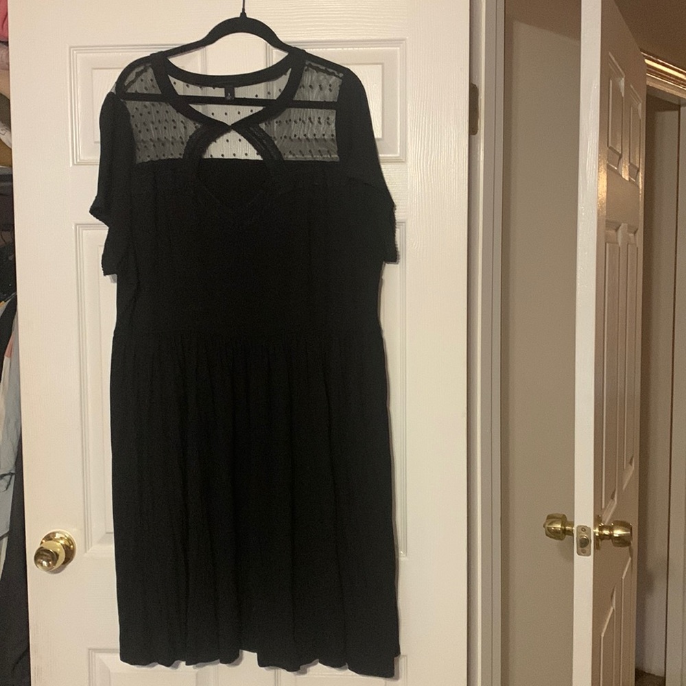 Black skater dress with lace detail
